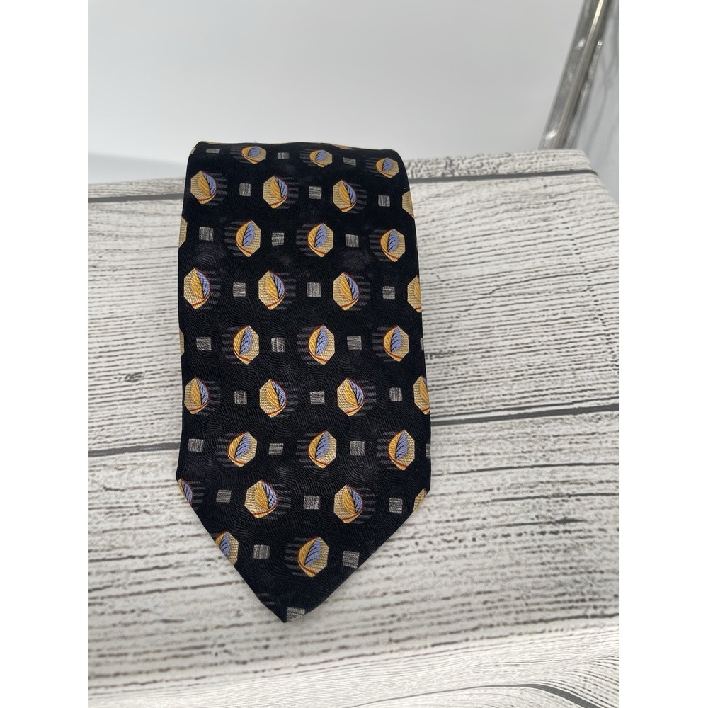 Vintage Robert Talbott‎ Studio Blue Geometric Patterned 100% Silk Necktie 57"